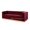 Wooden Base Beige Velvet Lounge Sofa