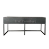 Black Solid Wood Side Table With Iron Feet
