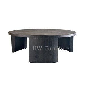 Round Black Solid Wood Coffee Table For Wedding Furniture
