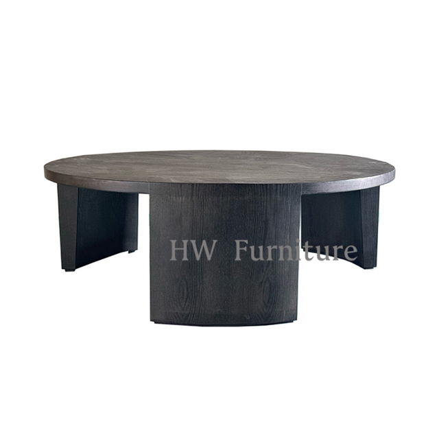 Round Black Solid Wood Coffee Table For Wedding Furniture