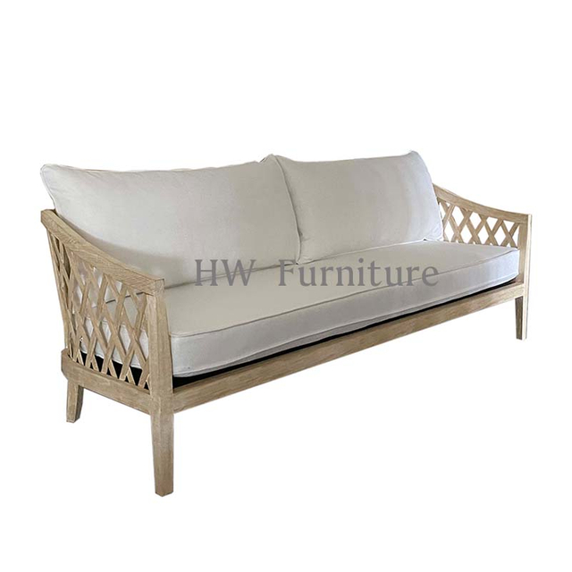 Top Sell Living Room Furniture 3 Seater Wooden Outdoor Lounge Sofa For Wedding Furniture