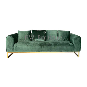 Green 3 Seats Stainless Steel Base Modern Lounge Sofa
