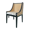 Black Solid Wood Frame Dining Chair With Rattan Back
