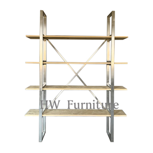 Hot Sale Wedding Furniture Wooden Bar Back Reclaimed Wood With Metal Book Shelf