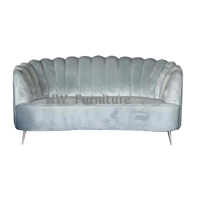 New Style Living Room Furniture Velvet Lounge Sofa With Stainless Steel Legs