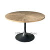 Round Table With Solid Wood Splicing Tabletop