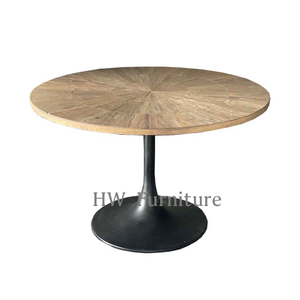 Round Table With Solid Wood Splicing Tabletop