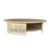 French Farmhouse Style Provincial Home Living Room Rattan Wooden Round Low Coffee Table