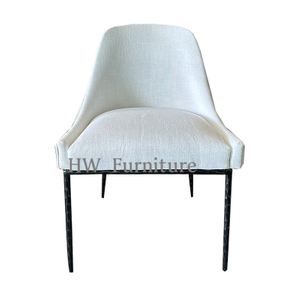 White Seat With Iron Foot Dining Chair For Dining Room Furniture