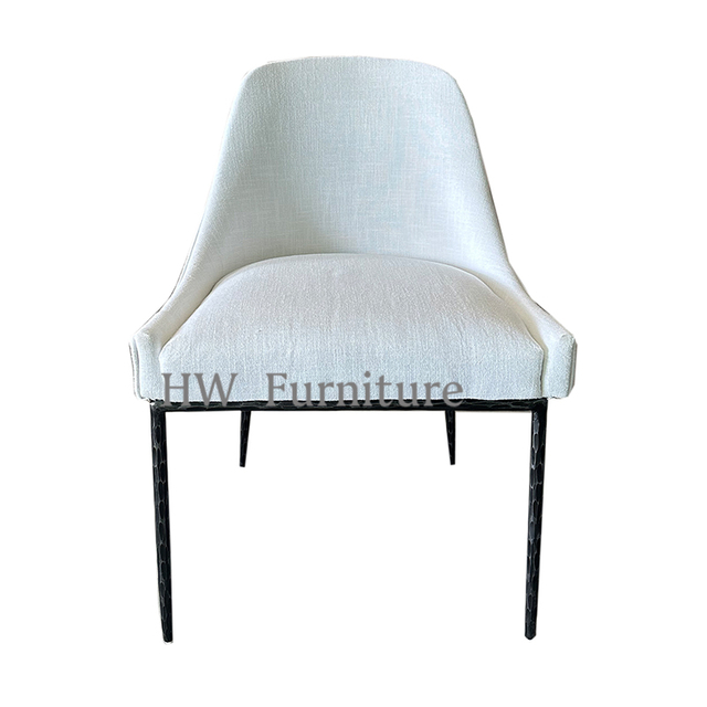 White Seat With Iron Foot Dining Chair For Dining Room Furniture