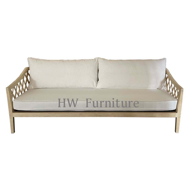 Top Sell Living Room Furniture 3 Seater Wooden Outdoor Lounge Sofa For Wedding Furniture
