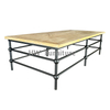 Wooden Coffee Table With Solid Wood Floral Tabletop And Stainless Steel Base