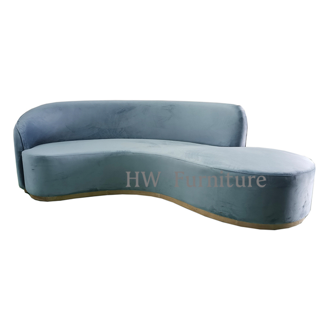 New Design Living Room Furniture Velvet Lounge Sofa With Wooden Base