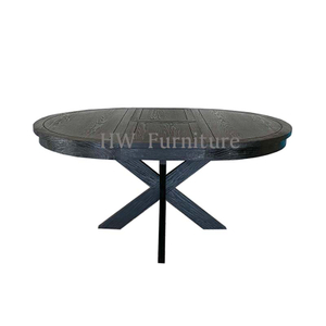 Extendable Solid Wood Black Long Table