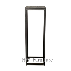 Modern Design Side Coffee Table Custom Home Furniture Solid Wood Tabletop With Iron Foot Base
