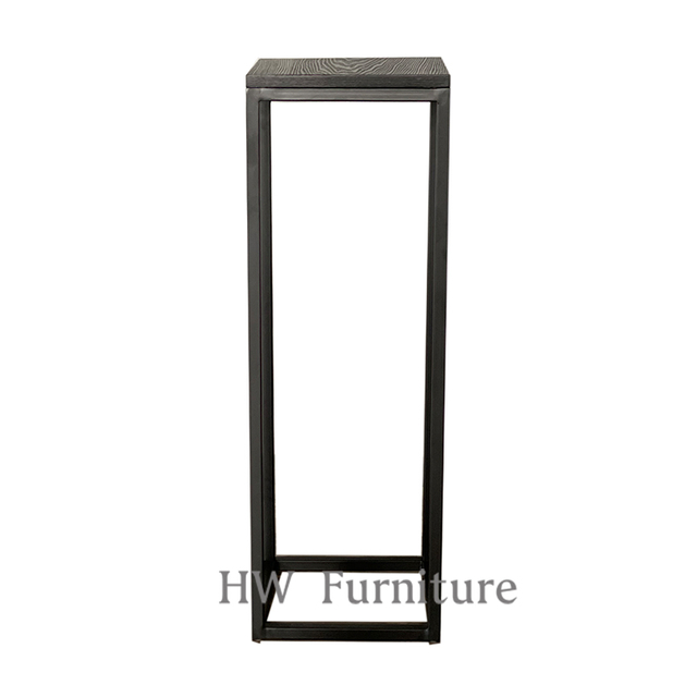 Modern Design Side Coffee Table Custom Home Furniture Solid Wood Tabletop With Iron Foot Base