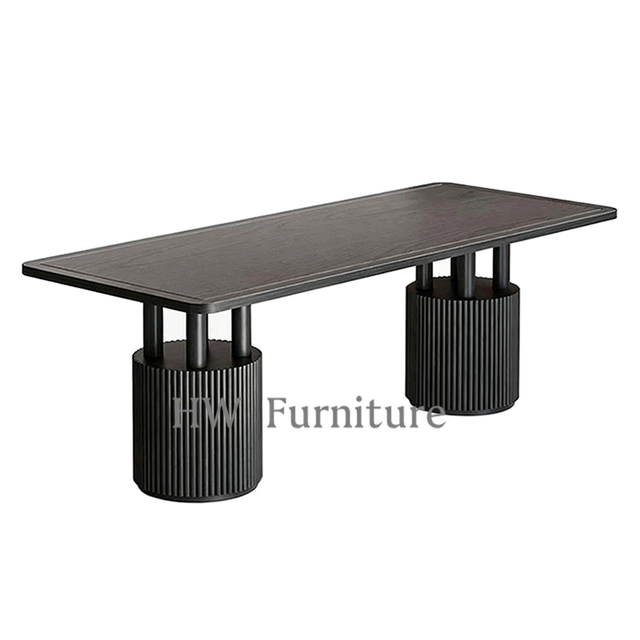 Black Rectangle Solid Wood Dining Table For Wedding Furniture