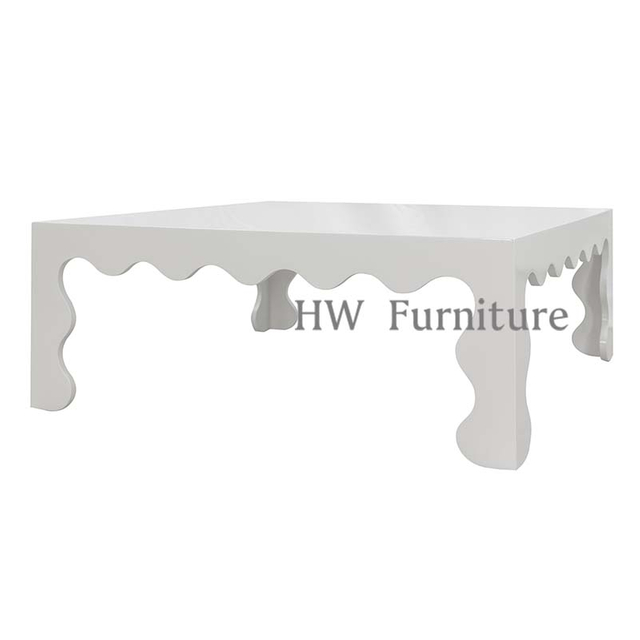 Square Solid Wood White Coffee Table/Low Table For Home & Wedding Furniture Use