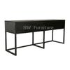 Black Solid Wood Side Table With Iron Feet