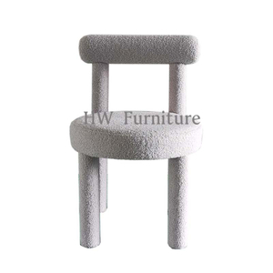New Style Dining Room Furniture White Teddy Velvet Dining Chairs