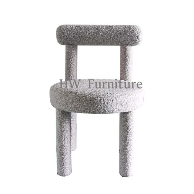 New Style Dining Room Furniture White Teddy Velvet Dining Chairs