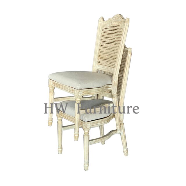 Wedding Furniture French Provincial French Farmhouse Style Dinning Room Chairs Wooden Rattan Chair