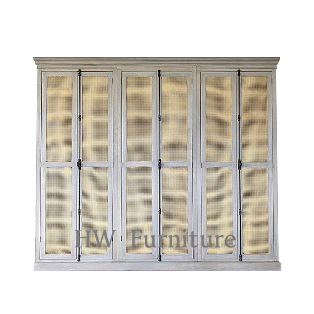 Wooden Living Room Furniture 6 Doors Rattan Wooden Cabinet