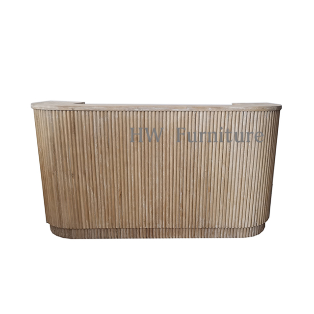 Solid Wooden Wedding Counter Reeded Bar Table Outdoor Furniture For Event