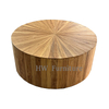 Modern Design High Quality Reeded Herring Bone Style Wooden Round Coffee Table Solid Wood Low Dining Table Wedding Furniture
