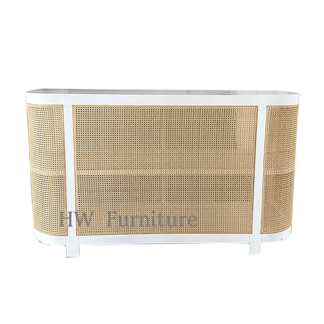 New Solid Wood Rattan Wedding Counter Reeded Bar Table Outdoor Furniture For Event