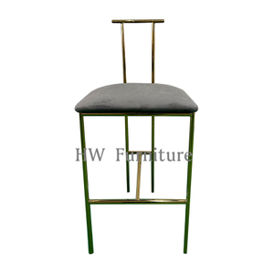 New Style Grey Velvet Cushion With Stainless Steel Base Metal Bar Chair For Wedding Furniture