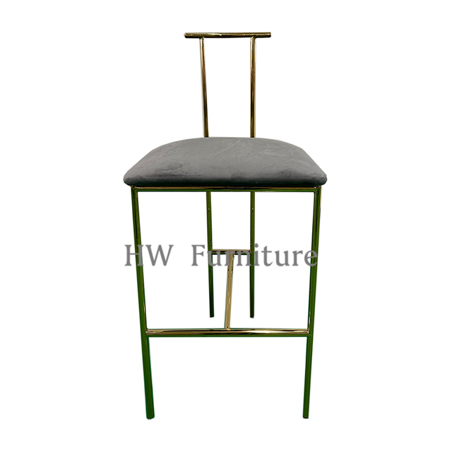 New Style Grey Velvet Cushion With Stainless Steel Base Metal Bar Chair For Wedding Furniture