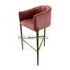 Pink Velvet Cushion With Stainless Steel Base Bar Chair For Wedding Furniture