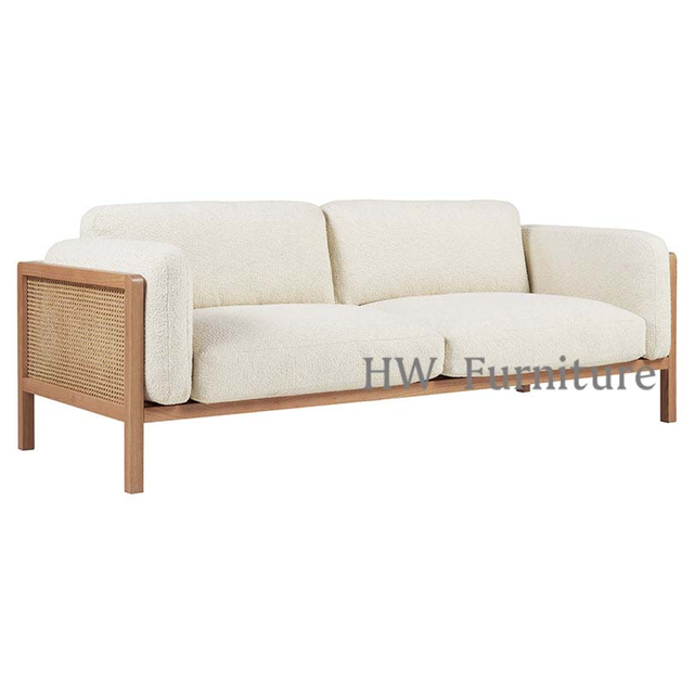 New Style Lounge Sofa With Solid Wood Rattan Frame For Home & Wedding Furniture