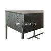 Black Solid Wood Side Table With Iron Feet