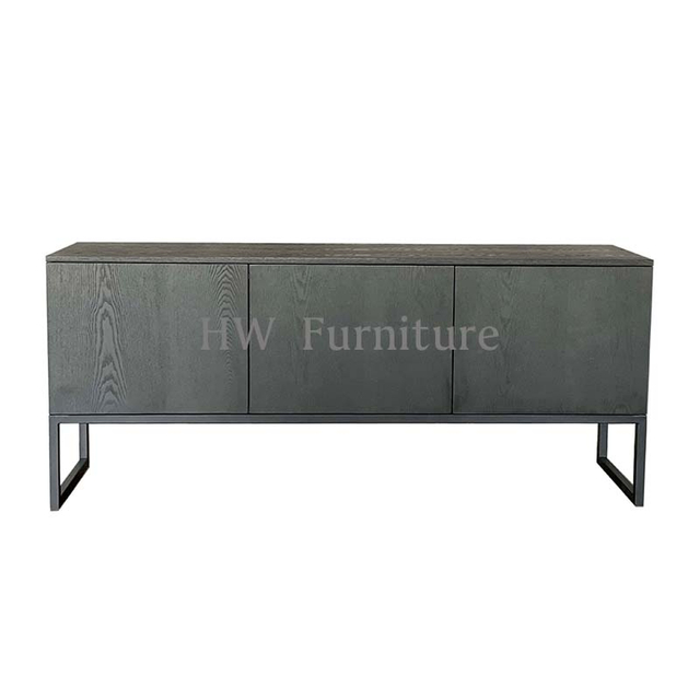 Black Three Door Side Table For Living Room Furniture