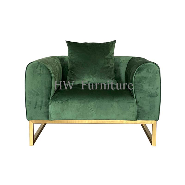 Green Single seat Stainless Steel Base Modern Lounge Sofa