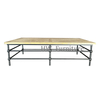 Wooden Coffee Table With Solid Wood Floral Tabletop And Stainless Steel Base
