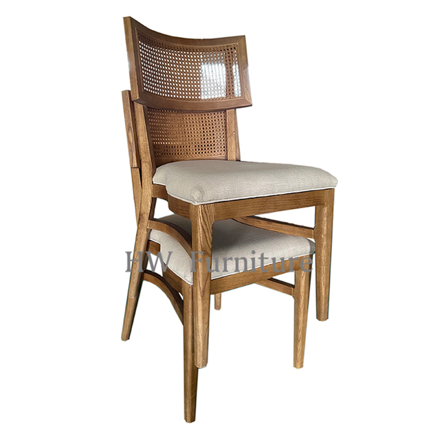 Stackable Rattan Backed Dining Chair