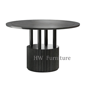 New Design Home Furniture Black Wooden Round Dining Table
