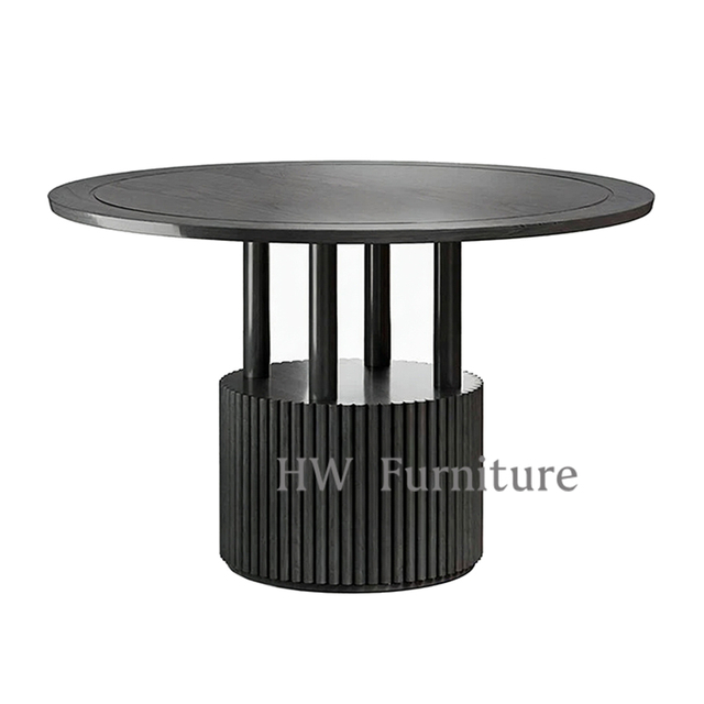 New Design Home Furniture Black Wooden Round Dining Table