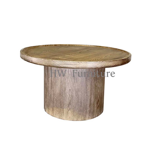 Round Solid Wood Coffee Table For Living Room Furniture