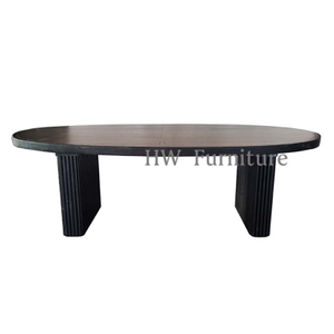 Home Furniture Black Oval Solid Wood Dining Table