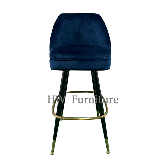 Blue Velvet Cushion Metal Bar Chair For Wedding Furniture