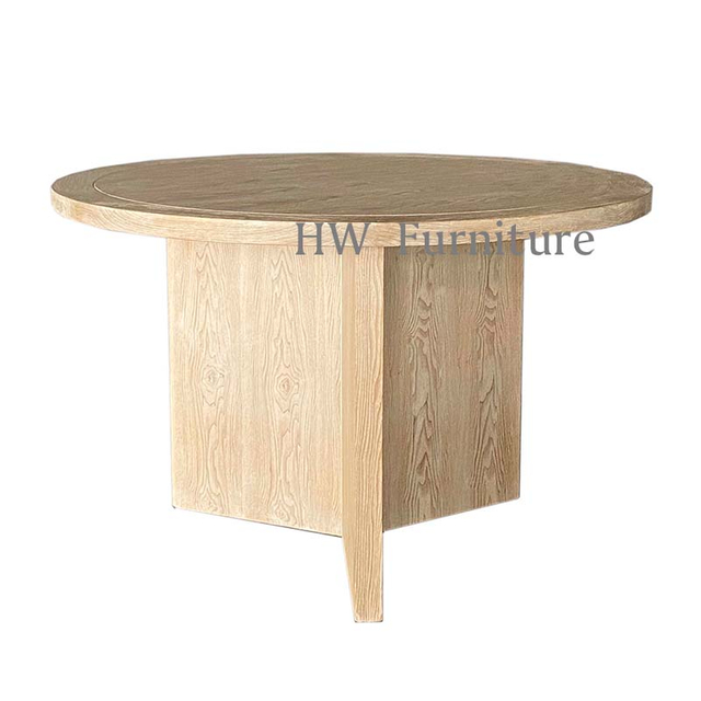 Oak Wood Round Dining Table 
