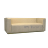 Wooden Base Beige Velvet Lounge Sofa