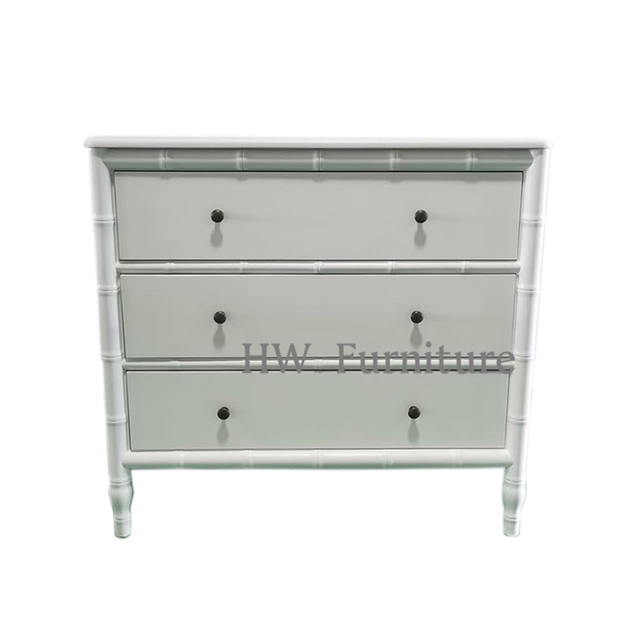 High Quality White Wooden Home Furniture Three-Drawer Solid Wood Night Stand