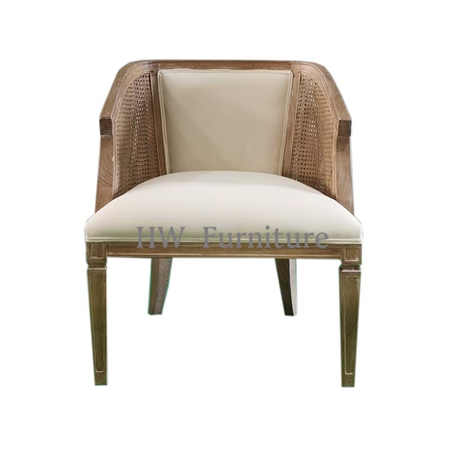 Rattan Backed Wooden Arm Chair/Solid Wood Lounge Chair