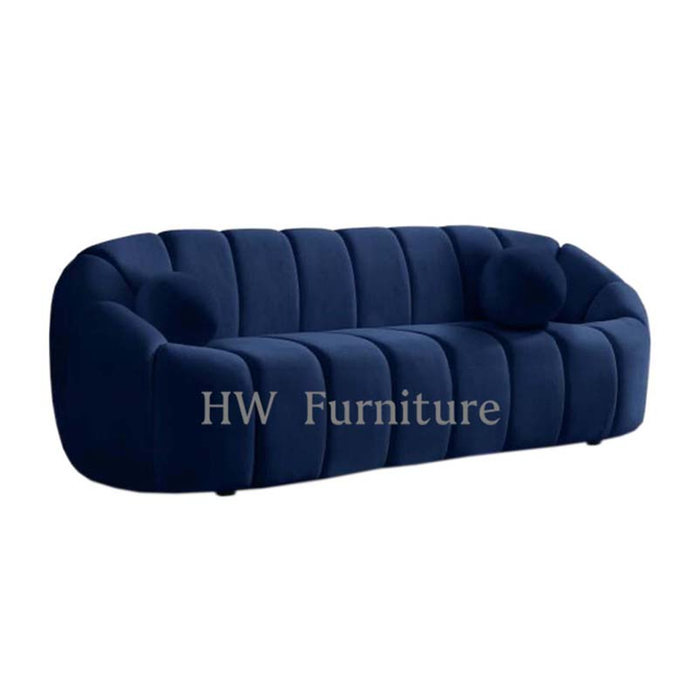 Dark Blue Velvet Lounge Sofa For Living Room & Wedding Events Use