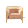 Pink Velvet Lounge Chairs With Rattan Frame For Home & Wedding Furniture Use